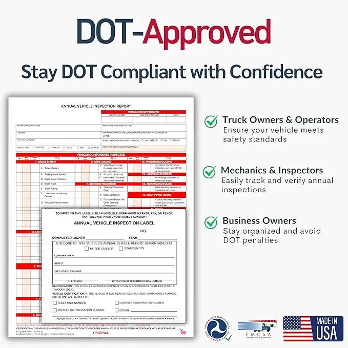 100 Pack Buck Annual Vehicle Inspection Label, 2-Ply Adhesive Vinyl with Mylar Laminate, FMCSA & DOT Compliant, Weatherproof, Tear Resistant, Easy to Write On, 5" x 4" - Made in USA by GreenHaven Gardens