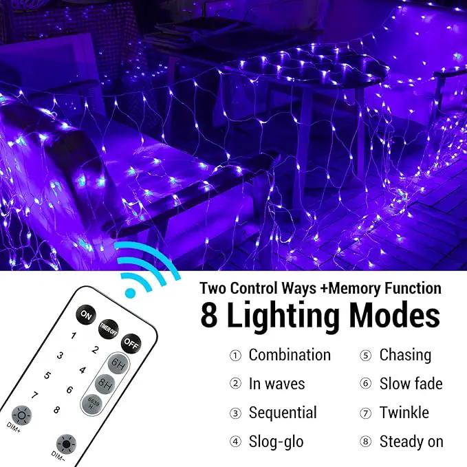 BrizLabs Christmas Net Lights, 11.8ft x 4.9ft 360 LED Christmas Bush Lights with Remote & Timer, 8 Modes Purple Mesh Lights Connectable Christmas Lights Outdoor for Christmas Bush Tree Yard Garden by GreenHaven Gardens
