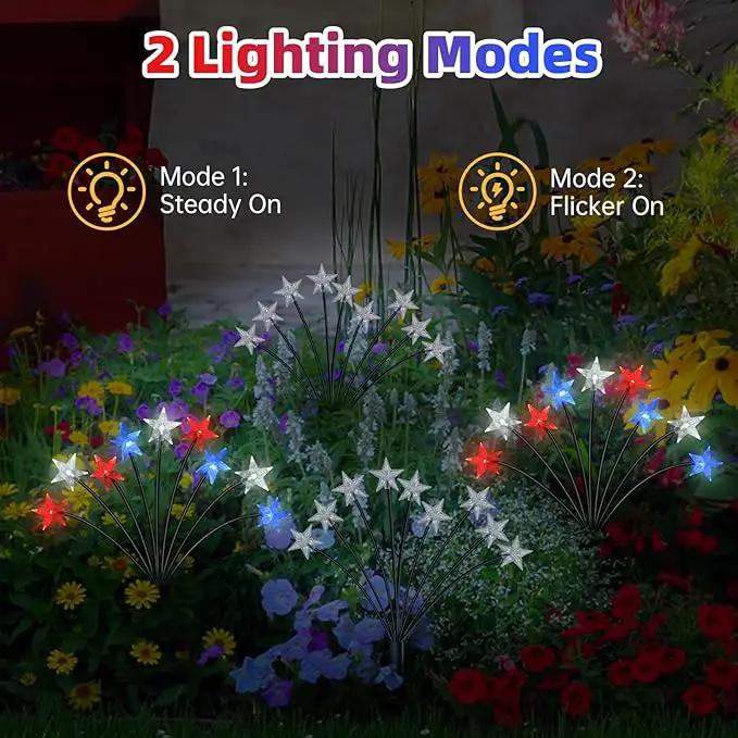 4th of July Decorations Solar Garden Lights, Fourth of July Red White and Blue Light Solar Lights Outdoor, Waterproof Patriotic Decor with 9 LED 2 Lighting Modes for Independence Day, 4 Pack by GreenHaven Gardens
