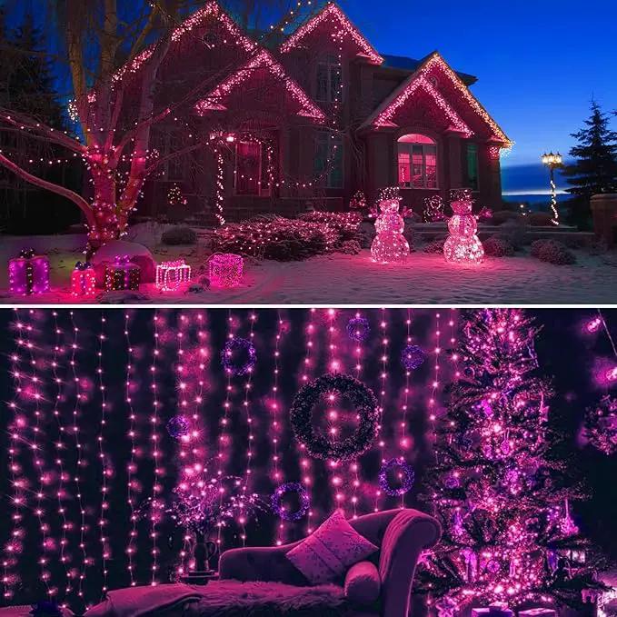 2 Pack 400 LED Solar Pink String Lights Valentine Decor, 8 Modes Solar String Lights for Outside, Waterproof and Solar Powered Outdoor Lights for Valentine Yard Garden Tree Wedding Party (Pink) by GreenHaven Gardens