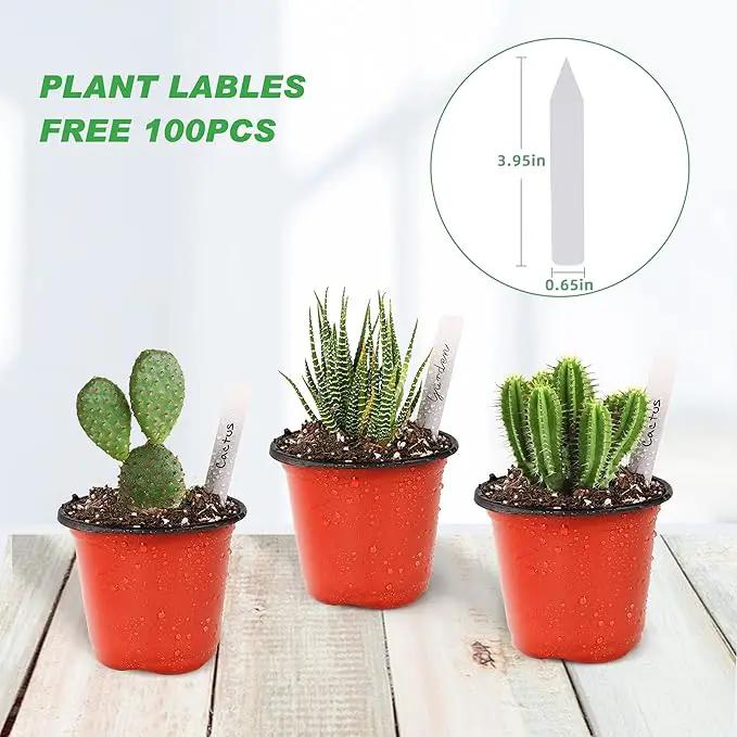 TDHDIKE 4" Small Plastic Plant Nursery Pot/Pots (100pcs Pots and 100pcs Plant Labels) Seedlings Flower Plant Container (Red) Seed Starting Pots Indoor Outdoor by GreenHaven Gardens