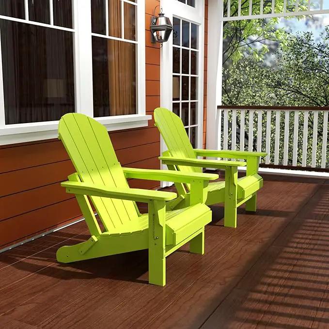 Westin Outdoors Laguna WO Home Furniture Adirondack Chair 2 PCS Set Outdoor Folding Patio Chair for Bon Fire Pit Garden Lawn Backyard Lounging Relaxing (Lime Green) by GreenHaven Gardens