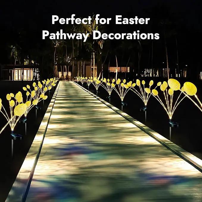 WBao Solar Easter Decorations Outdoor, 4 Packs Easter Egg Pathway Lights with Stainless Steel Stakes, 2 Modes, Waterproof, Growing Stem Easter Egg Lights for Garden Patio Yard Easter Décor, WarmWhite by GreenHaven Gardens