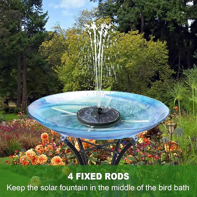 Solar Fountain with 2000 mAh Battery Backup Works in Cloudy, Glass Solar Powered Bird Bath Fountains with 7 Nozzles, 3.5 W Solar Fountain Pump for Birdbath,Garden, Outdoor, Pond (Black) by GreenHaven Gardens