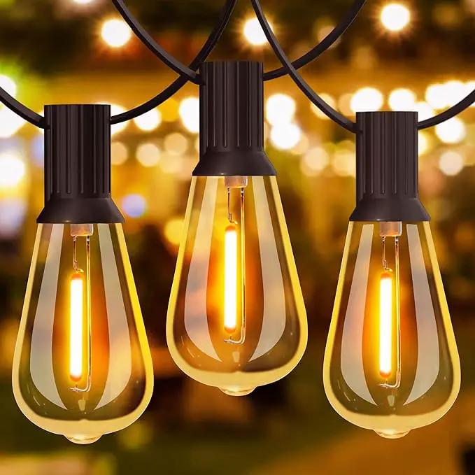 GLUROO 60FT LED Outdoor Patio Lights Waterproof with 30+2 Vintage Bulbs Shatterproof Energy Saving,2700K Hanging Edison String Lights Outside for Backyard,Bistro,Camping,Gazebo by GreenHaven Gardens