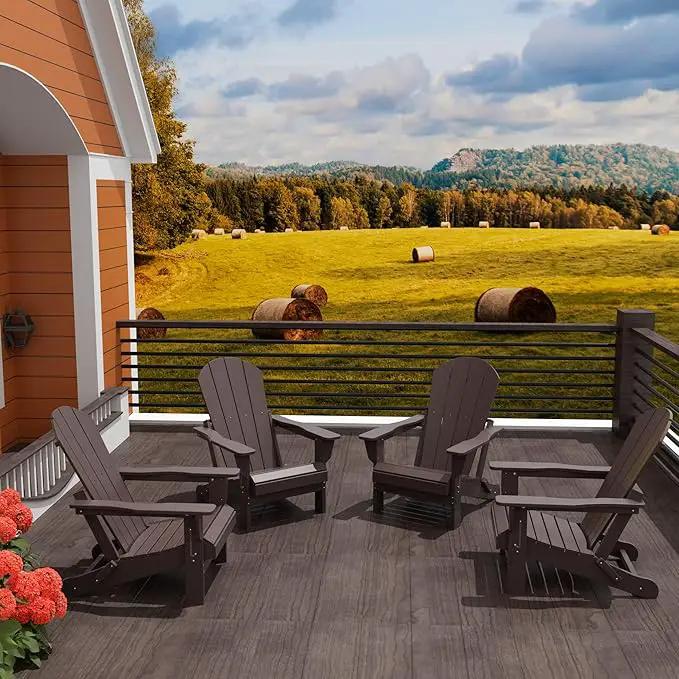 Westin Outdoors Laguna WO Home Furniture Adirondack Chair 4 PC Set Classic Outdoor Patio Folding Chair for Bon Fire Pit Lawn Backyard Beach Plastic Weather-Resistant (Dark Brown) by GreenHaven Gardens