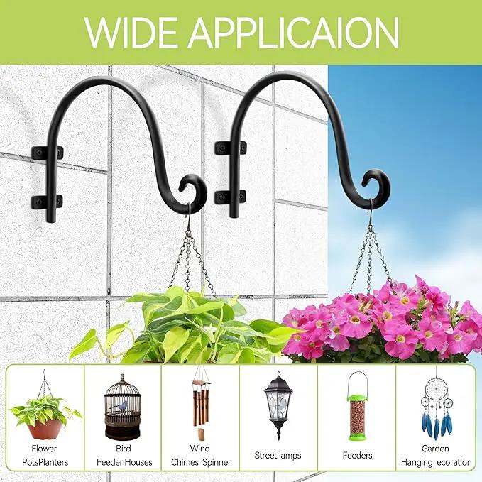 AJART Hanging Plant Hanger Outdoor: Bird Feeder Hangers for Outside - 8 inch Plant Hooks for Hanging Flower Baskets 4 Pieces