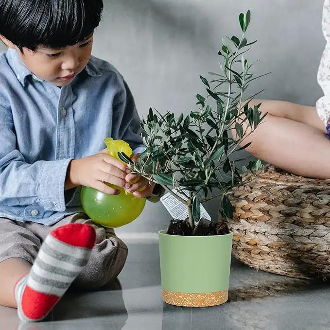 QCQHDU 5 inch Plant Pot, 2 Pack Planters for Indoor Plants with Drainage Holes & Saucer, Outdoor Flower Pots Home Garden Modern Decor by GreenHaven Gardens
