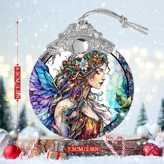 Stained Glass Suncatcher, Jocidea Fairy Ornament, Christmas Ornaments, Holidays Ornaments, Christmas Tree Decor, Fairy Decor for Home, Fairy Gifts by GreenHaven Gardens