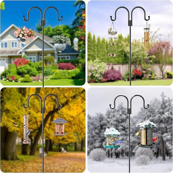 Shepherd Hooks for Outdoor, 2 Pack 95 Inch Bird Feeder Pole with 5 Prongs Base for Hanging Lantern, Hummingbird Feeder, Lightweight Plant, Shepherds Hook for Bird Feeders for Outside by GreenHaven Gardens