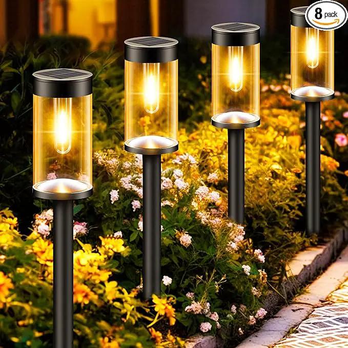 nipify LED Solar Pathway Lights Outdoor, 8 Pack Waterproof Solar Powered Yard Lighting, Auto On/Off Solar Walkway Light for Garden Lawn Path Outside(Warm White) by GreenHaven Gardens