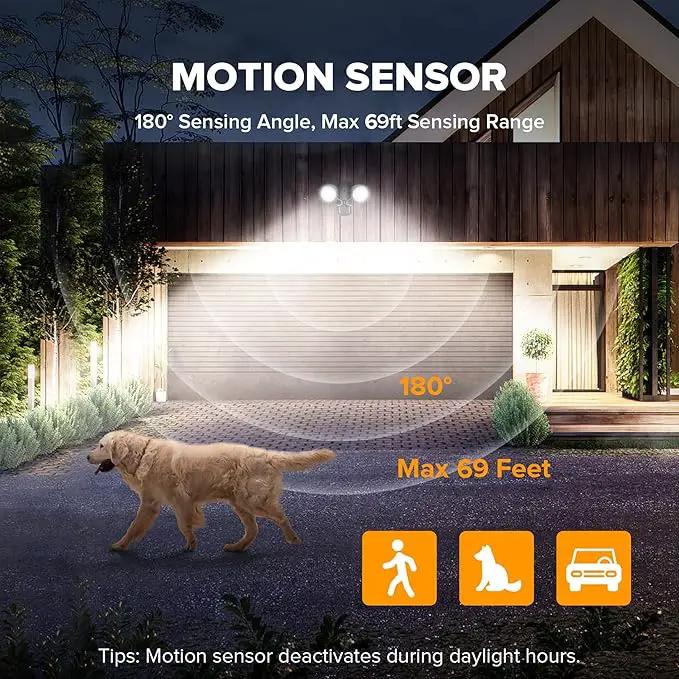 UME 2 Pack 32W 3500 Lumen LED Security Lights Motion Sensor Light Outdoor, 5000K Daylight, IP65 Waterproof, Dusk to Dawn, Motion Detector Flood Light for Garage, Yard, Porch-Black by GreenHaven Gardens