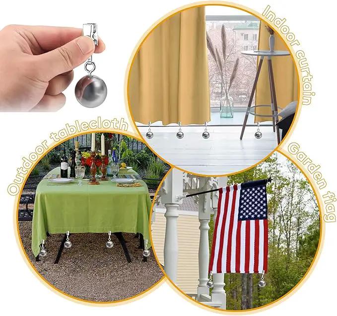 20 Pack Heavy Duty Curtain Weights for Outdoor, Stainless Steel Drapery Clip Keepping Curtain Panel Straight, Keep Outdoor Curtain Flag from Waving, Help Weigh Down Sun Curtain Tablecloth Garden Flag by GreenHaven Gardens