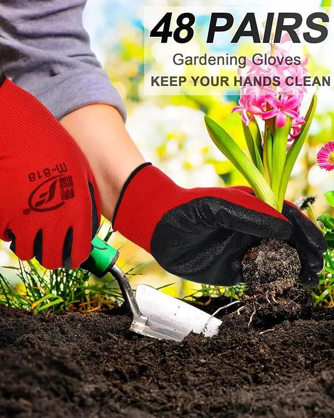 Nuogo 48 Pairs Gardening Gloves for Men Women Rubber Coated Safety Work Gloves Bulk for Gardening Construction Work by GreenHaven Gardens