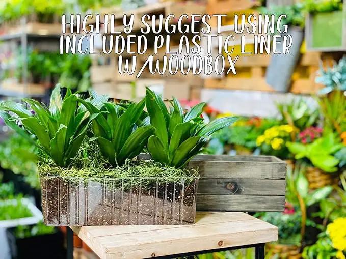 Wooden Planter Box, Rustic Barn Wood/Whitewash with Plastic Liner l Garden Decor l Restaurant and Wedding Decorations l Table Centerpiece (12x4 Set of 4, Burned Wood) by GreenHaven Gardens