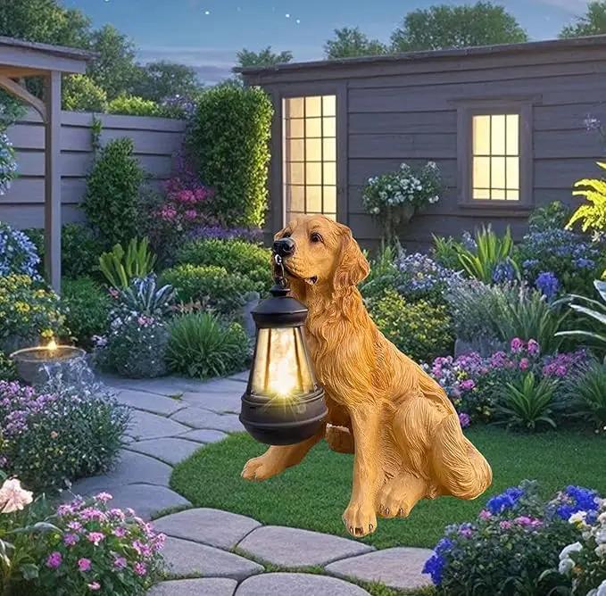 NASKY The Resin Handicraft Solar - Powered Hanging Lamp in The Shape of A Simulated Puppy of The Courtyard is Suitable for Places Such As Courtyards, Gardens and Balconies (Golden Hair) by GreenHaven Gardens