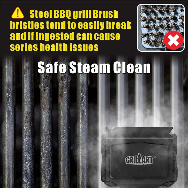 GRILLART Grill Brush Bristle Free, Replaceable BBQ Cleaning Pad (No Handle), Safe Replacement Cleaning Pad/Head for Cast Iron/Stainless Steel Grates - Dark Black by GreenHaven Gardens