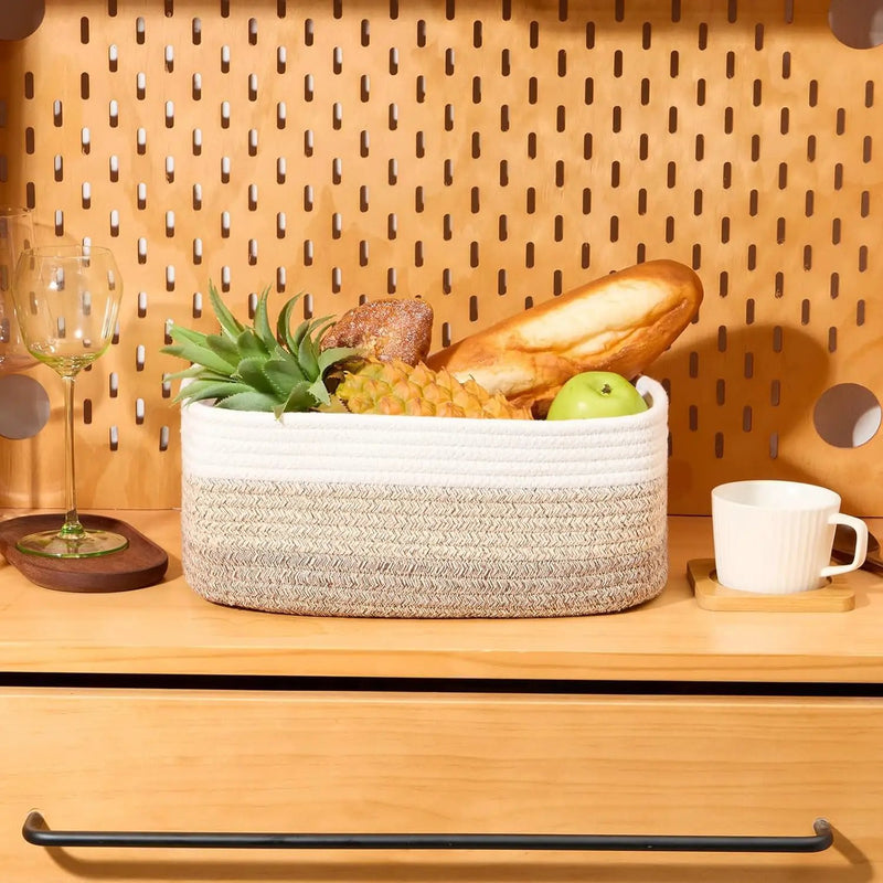 Small Storage Baskets for Organizing | Closet Organizer Bins | Shelf Toy Basket | Woven Rope Baskets | Cube Decorative Box | Shallow Basket | 13x8.5x5.1” | 4 Packs Gradient Brown by GreenHaven Gardens