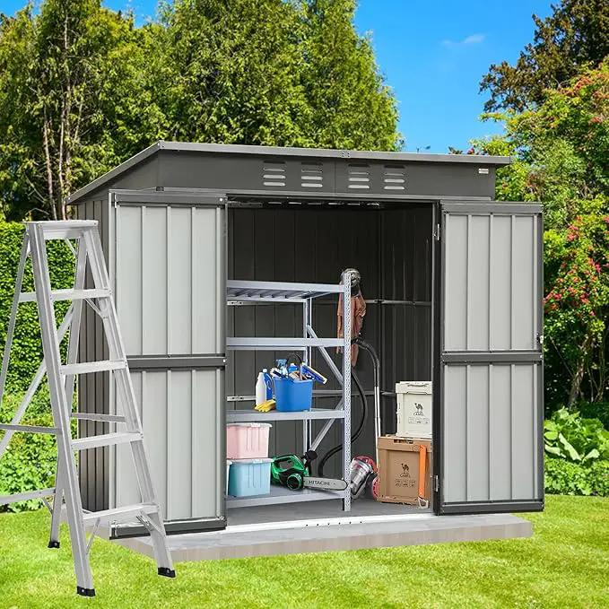 Domi Outdoor Storage Shed 6' x 4', Metal Waterproof Tool Shed Utility Storage House with Double Lockable Doors & Air Vent for Backyard Garden Lawn Patio by GreenHaven Gardens