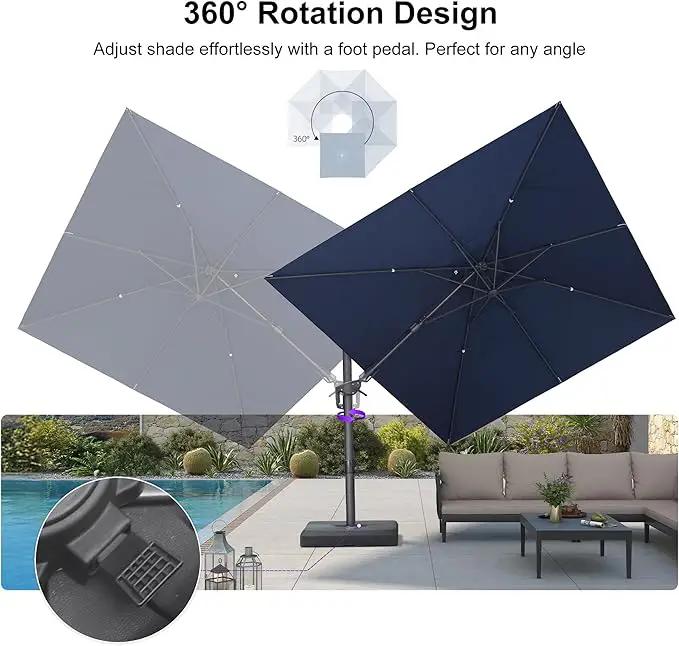 PURPLE LEAF 9' X 12' Left-right Tilting Outdoor Patio Umbrella Swivel Offset Cantilever Heavy Duty Rectangle Aluminum Umbrella with UV Resistant for Deck Pool Patio Backyard, Ocean Slate by GreenHaven Gardens