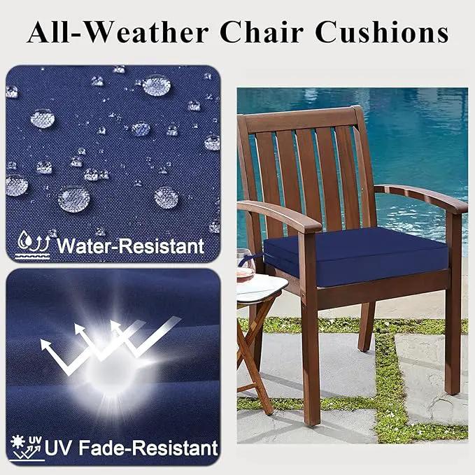 Outdoor Chair Cushions Set of 2 for Patio Furniture 19x19x4 Inch Waterproof Patio Chair Cushion 3 Year Color Fastness Square Elastic Foam Garden Sofa Couch Pads with Ties and Handle,Blue by GreenHaven Gardens