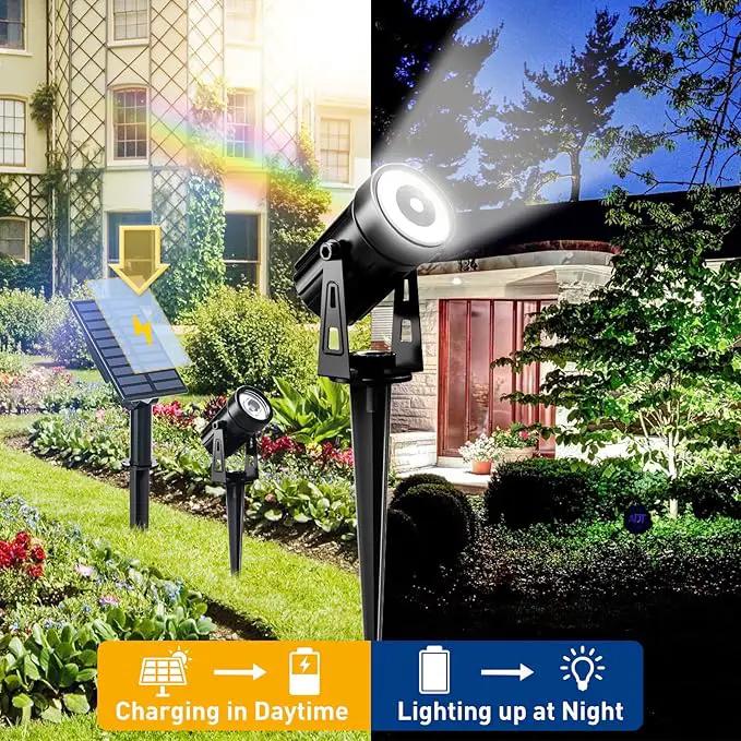 T-SUNUS Solar Landscape Spotlights, Solar Garden Spot Lights IP65 Waterproof 9.8ft Cable, 2000mAh Separated Solar Panel, Auto On/Off for Garden Driveway Pathway Pool Area (White 6000K) by GreenHaven Gardens