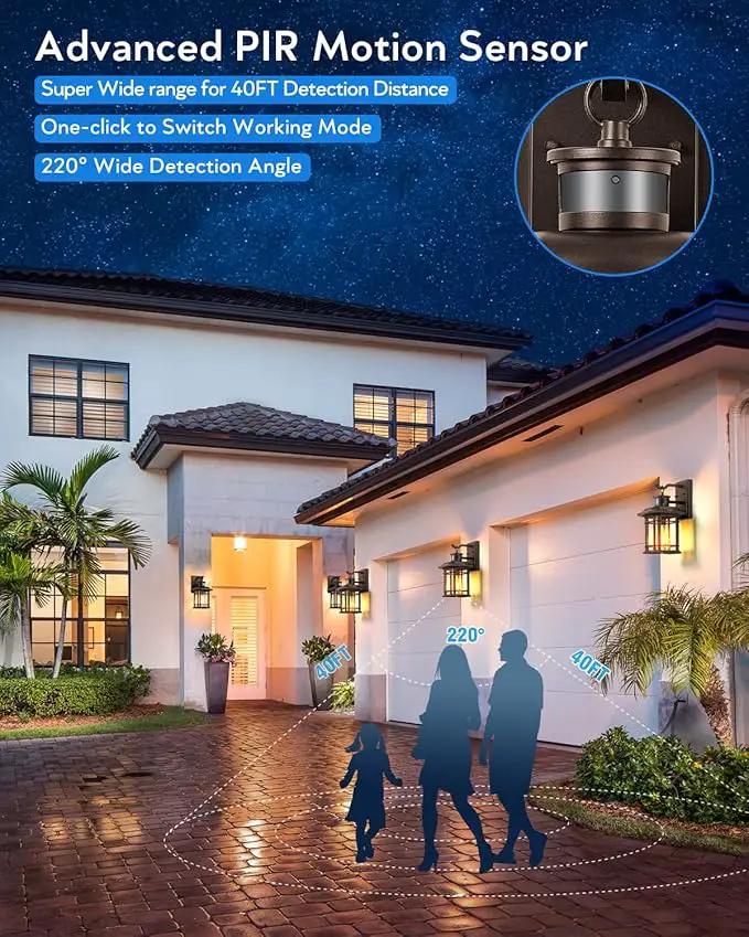 VIANIS Motion Lights for Outside, 2 Pack Dusk to Dawn Exterior Lighting Fixtures, Bronze Front Porch Light Lantern, Waterproof Outside Lights for House, Porch, Entryway, Oil Rubbed Bronze, Anti-Rust by GreenHaven Gardens