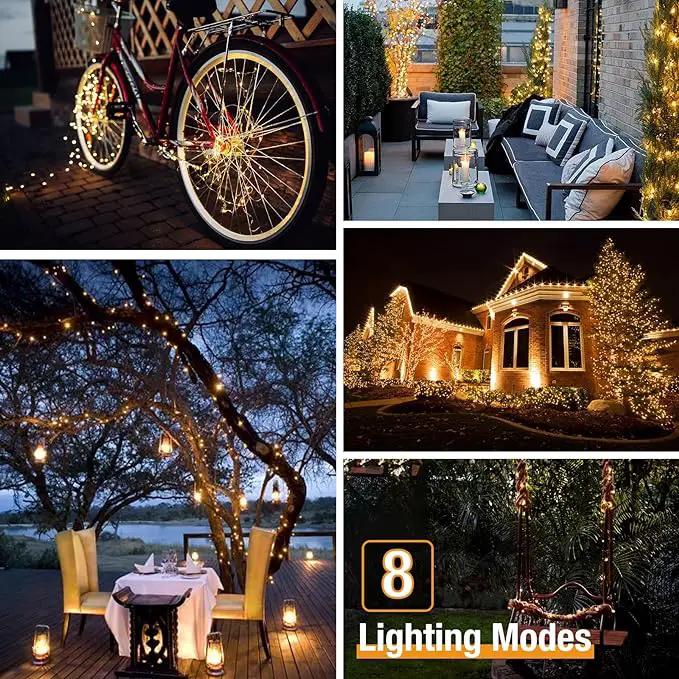 4 Pack Solar String Lights Outdoor - 320LED 132FT Solar Fairy Lights Waterproof 8 Modes, Copper Wire Solar Powered Twinkle Lights for Outside Tree Garden Christmas Wedding Party Decor (Warm White) by GreenHaven Gardens