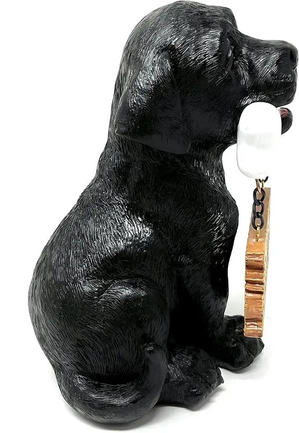 Nature's Mark Black Labrador Retriever Dog Puppy Statue with Welcome Sign Resin Garden Statue Decor 6.7" H by GreenHaven Gardens