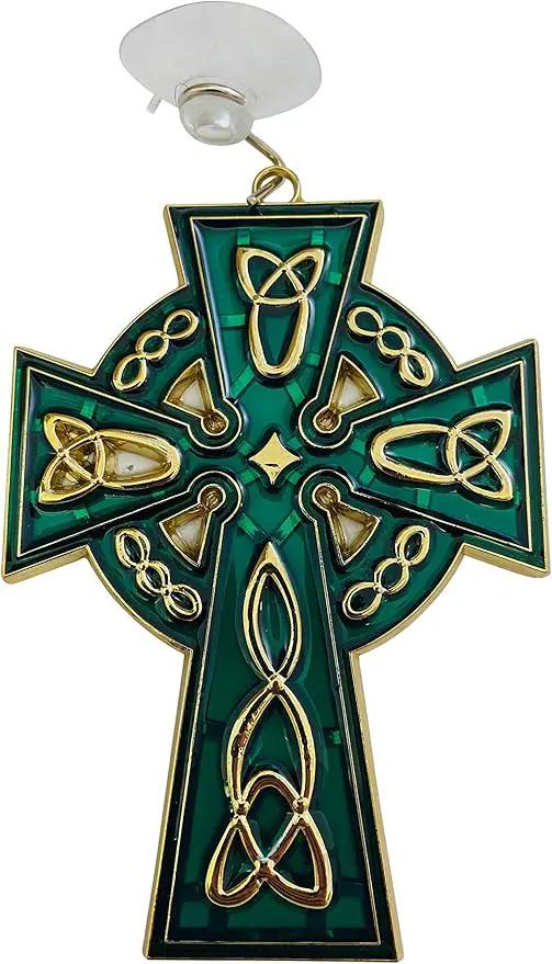 Celtic Cross Suncatcher Irish Sun Catcher Window Decoration with Suction Cup and Hook, 4 1/2 Inches by GreenHaven Gardens