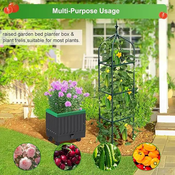 Raised Garden Bed Planter Boxes with Trellis,1pcs 70.9"Self-Watering Tomato Planter Boxes with Trellis for Climbing Vegetables Plants Flowers Tomato with Wheels,Use for Indoor Outdoor (Black) by GreenHaven Gardens