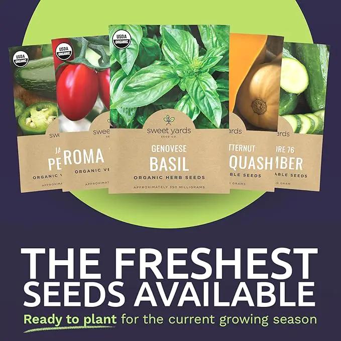Organic Seeds Ultimate Variety Pack - 60 Individual Packs - 2025 Season - Geonvese Basil, Nantes Carrot, Roquette Arugula and More! for Indoor & Outdoor Planting (Non-GMO, Certified Organic) by GreenHaven Gardens