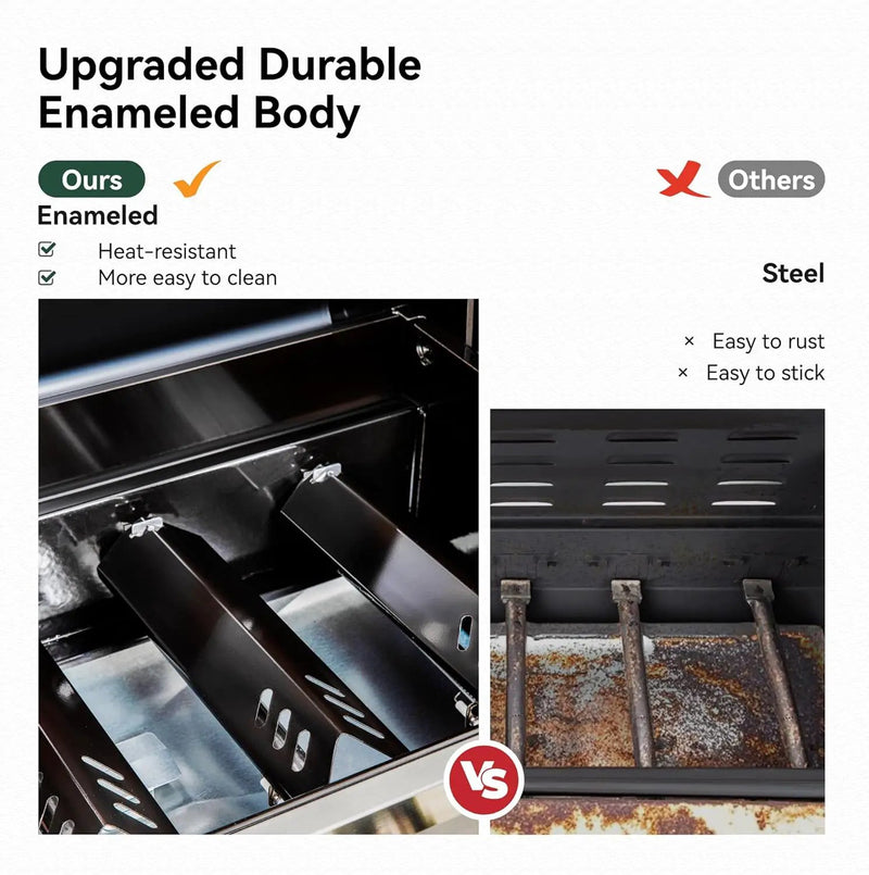 5 Burner Griddle Grill Combo, 2 in 1 Propane Gas BBQ Grill with Porcelain-Enameled Cast Iron Grates & Pan, Outdoor Flat Top Griddle, 695 Sq. In. Propane Barbecue Grill for Patio Backyard Balcony by GreenHaven Gardens