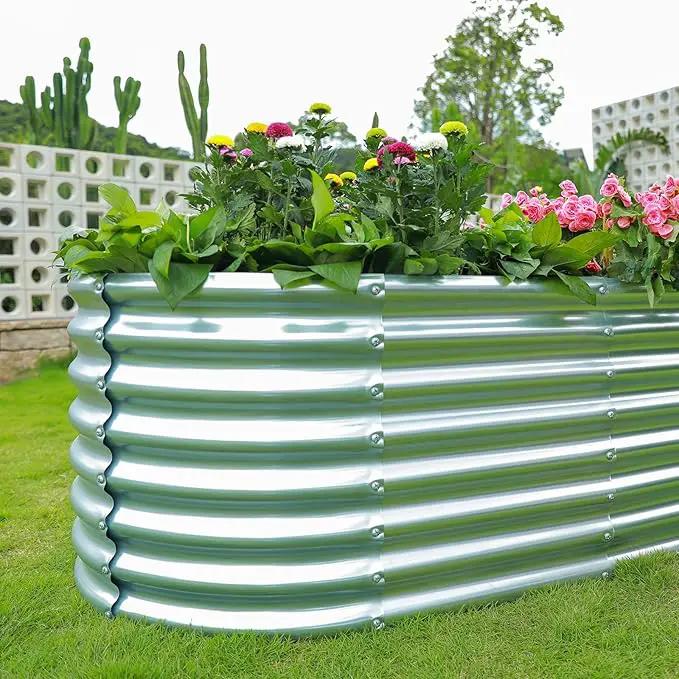 Land Guard 6×3×2ft Galvanized Raised Garden Bed Kit, Galvanized Planter Raised Garden Boxes Outdoor, Oval Large Metal Raised Garden Beds for Vegetables… by GreenHaven Gardens