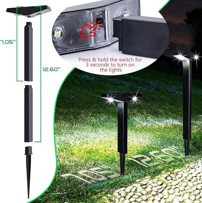 JSOT Solar Lights Outdoor 4 Pack, Solar-Powered Landscape Lighting for Outside, Perfect IP65 Waterproof Solar Pathway Lights for Backyard, Lawn, Driveway, Walkway, Garden Decorative. (Cool White) by GreenHaven Gardens