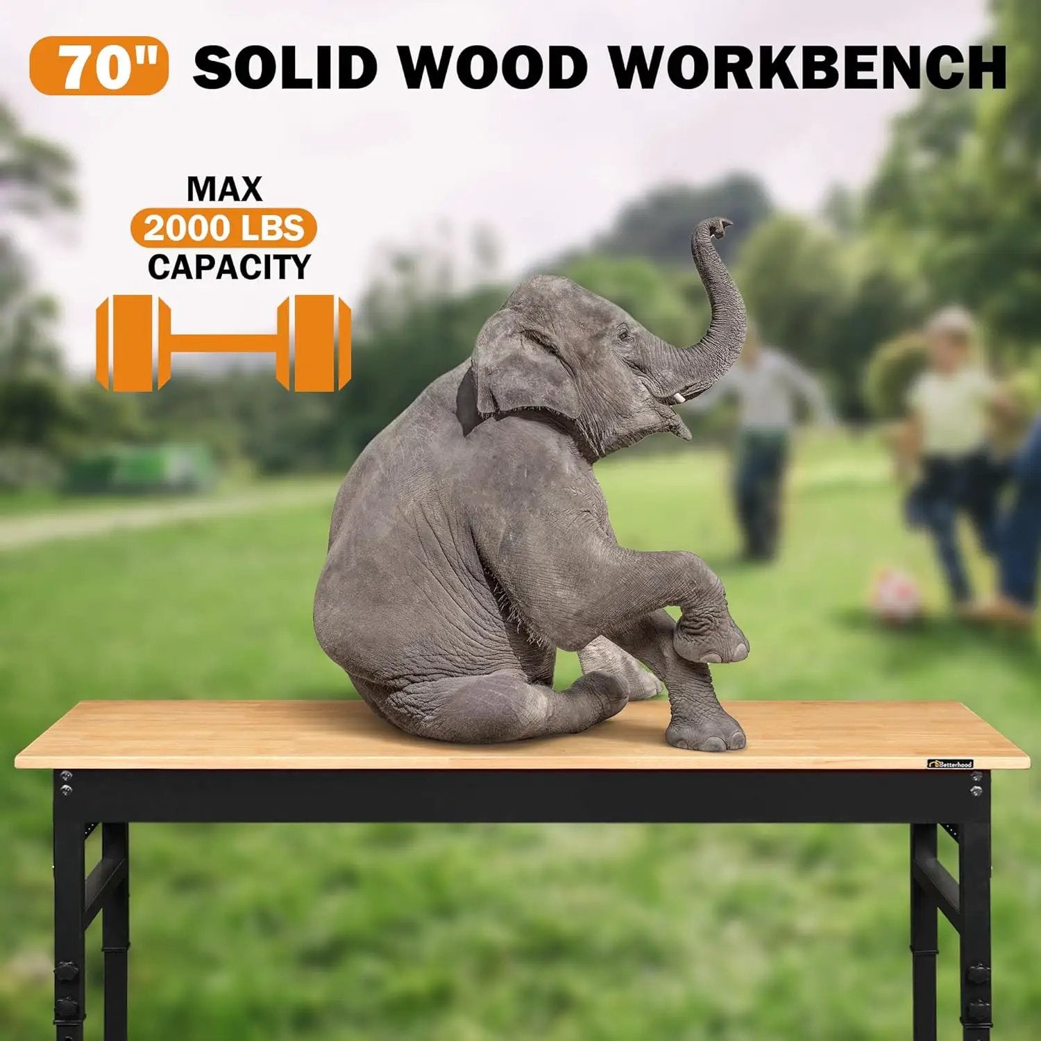 70" Adjustable Workbench on Wheels, 2000 LBS Heavy Duty Work Table with Power Outlets & Pegboard, Rubber Wood Workstation for Garage, Workshop, Office, Home, Commercial by GreenHaven Gardens