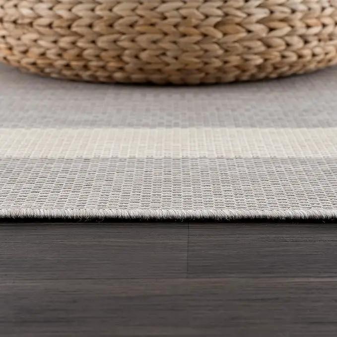 CAMILSON Outdoor Rug 9x12,Large Modern Outside Rugs for Patios Porches Waterproof Durable Washable Non-Shedding, Easy-to-Clean Indoor Outdoor Area Carpet (9 x 12, Bordered - Gray/White) by GreenHaven Gardens
