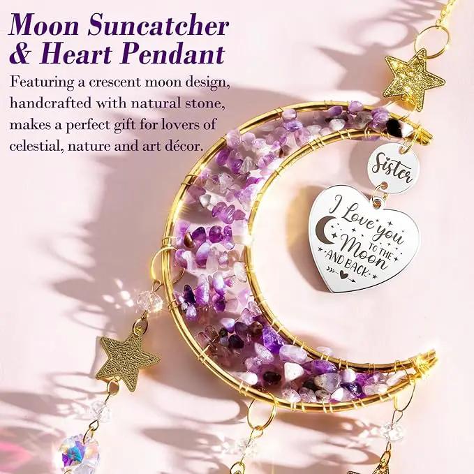 Sisters Gifts from Sister for Sister from Brother, Best Sister Gifts Unique Sister Birthday Gifts for Sister in Law Soul Sister, Moon Crystal Suncatcher for Window Hanging Decor by GreenHaven Gardens
