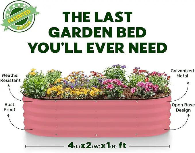 Galvanized Raised Garden Beds Outdoor // 4×2×1 ft (2-Pack) Planter Raised Beds for Gardening, Vegetables, Flowers // Large Metal Garden Box (Pink) // Patented Tool-Free Design by GreenHaven Gardens