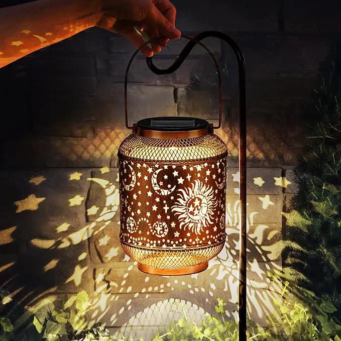 Solar Lanterns Outdoor Garden Decor, Metal Sun Moon Decor Lanterns Birthday Gifts for Women Mom Grandma, Waterproof Hanging Outdoor Solar Lights for Patio, Yard, Lawn, Landscape by GreenHaven Gardens