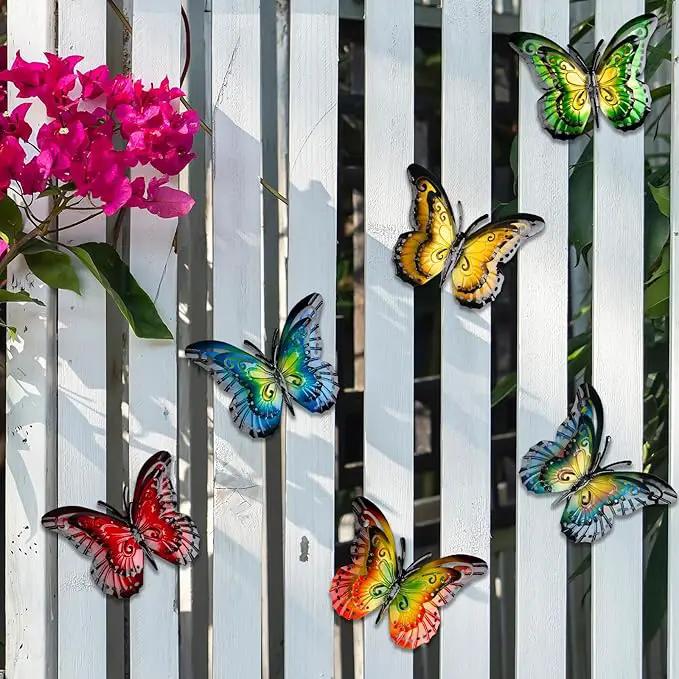 Metal Butterfly Wall Decor-6.5" Outdoor Fence Wall Art Decor Suitable for Garden Patio Balcony by GreenHaven Gardens