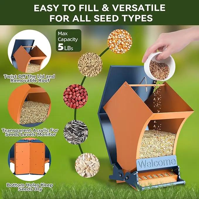 Wildpark Squirrel Proof Bird Feeders for Outdoors, 5LB Metal Hanging Feeders, Large Wild Feeders for Cardinals, Chickadees, Durable Backyard Feeders-One in Orange by GreenHaven Gardens