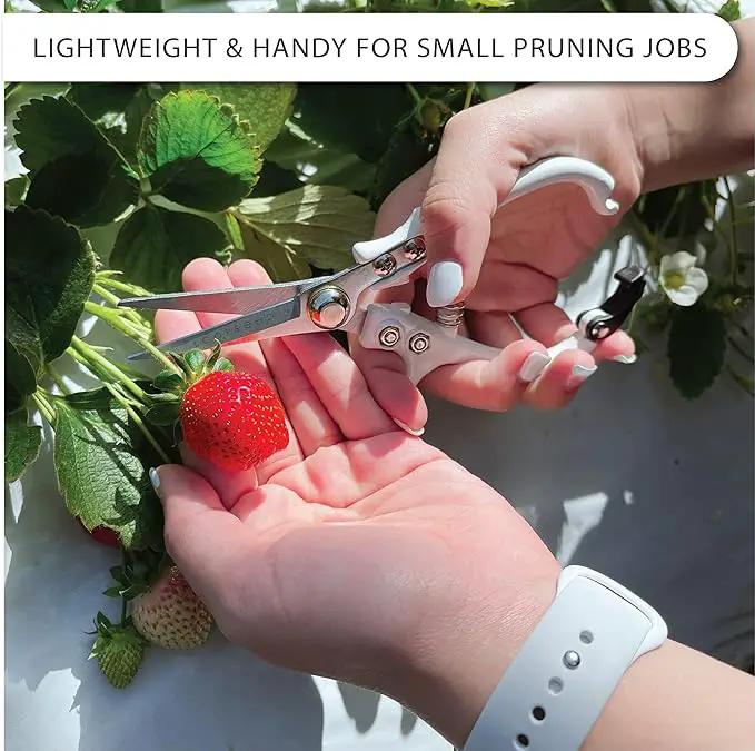 Plant Pruning Shears with Vegan Leather Sheath Garden Trimming Scissors with Belt Holster Bonsai Trimmers Herb Snips Flower Clippers Garden Tools 2 Piece Bundle (White & Black) by GreenHaven Gardens