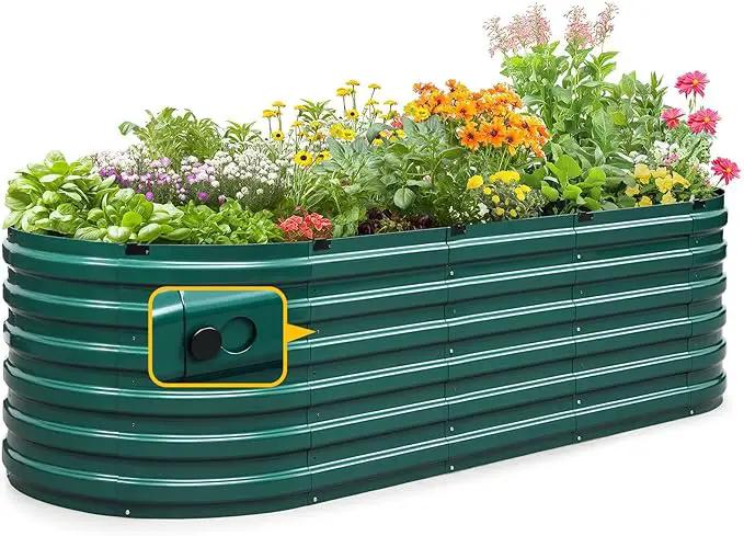 KING BIRD Raised Garden Bed Kit 2025 Upgraded Quick-Setup Galvanized Planter Garden Box Outdoor for Gardening, Vegetables, Flowers, 94x36x23 in, Green by GreenHaven Gardens
