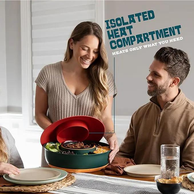 Taco Tuesday Kit - Taco Bar Serving Set for a Party - 30oz Heated Pot, 4 Taco Holders, & Detachable Lazy Susan Tray - Taco Night Fiesta – Unique Couple & Housewarming Gift Set Ideas by GreenHaven Gardens