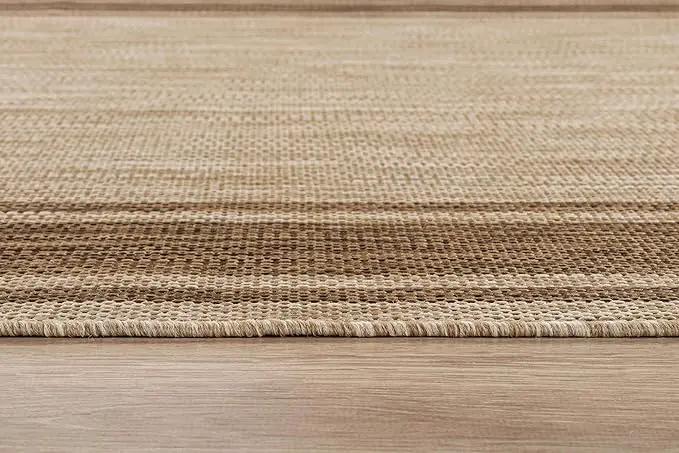 Beverly Rug Outdoor Rug 6x9 Modern Bordered Area Rugs for Indoor and Outdoor Patio Deck Porch Garden Waterproof Weather Sun Resistant Washable Outside Carpet (6 x 9 Jute) by GreenHaven Gardens