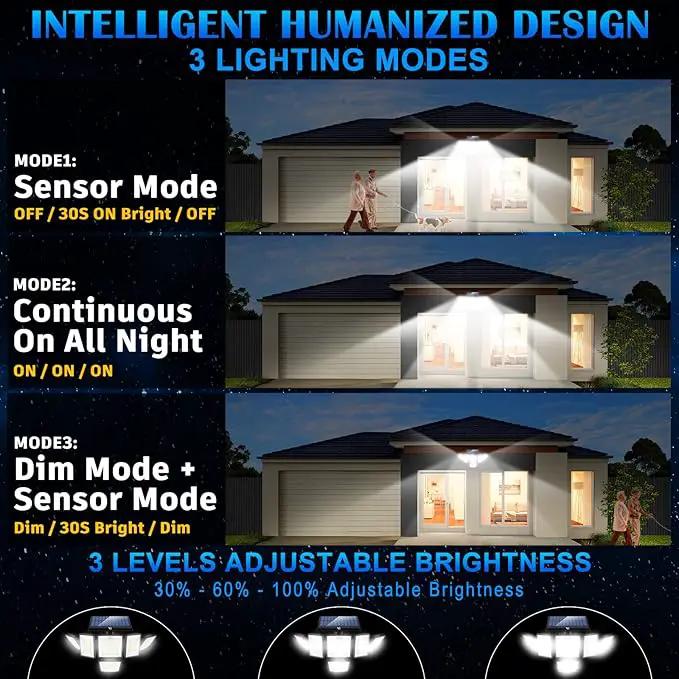 Solar Motion Sensor Flood Lights Outdoor - 496LEDs 3500LM 3 Lighting Modes 3 Levels Brightness, 6 Heads 360° Illumination, IP65 Solar Security Lights,for Porch Yard Patio Garage(3 Packs) by GreenHaven Gardens