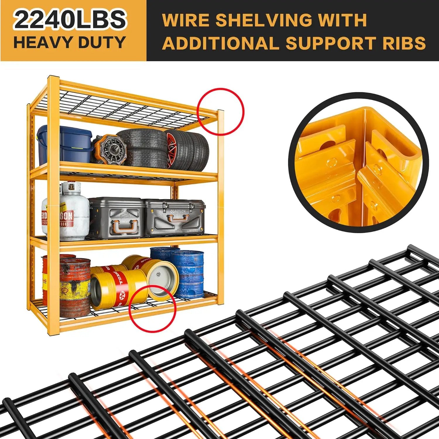 REIBII 40" W Garage Shelving 2240 LBS Storage Shelves Adjustable Heavy Duty Shelving 4 Tier Metal Shelves for Storage 59.5"H Metal Shelf for Pantry Basement Warehouse 40"W × 19.5"D × 59.5"H, 3 Pack by GreenHaven Gardens