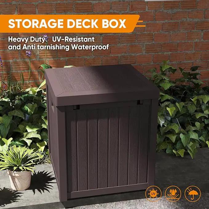 51 Gallon Resin Deck Box, Outdoor Storage Box Waterproof for Patio, Garden, Pool, and Deck, Storage Solution for Cushions, Tools, Delivery Packages, Brown by GreenHaven Gardens