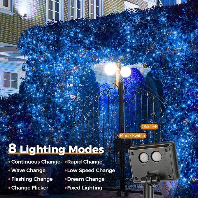 4 Pack Solar String Lights for Outside - 320LED 132FT Solar Fairy Lights Outdoor Waterproof 8 Modes, Copper Wire Solar Powered Twinkle Lights for Tree Garden Christmas Wedding Party Decor, Blue by GreenHaven Gardens